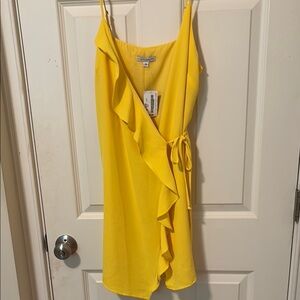 South Moon Under Yellow Wrap Mini Dress